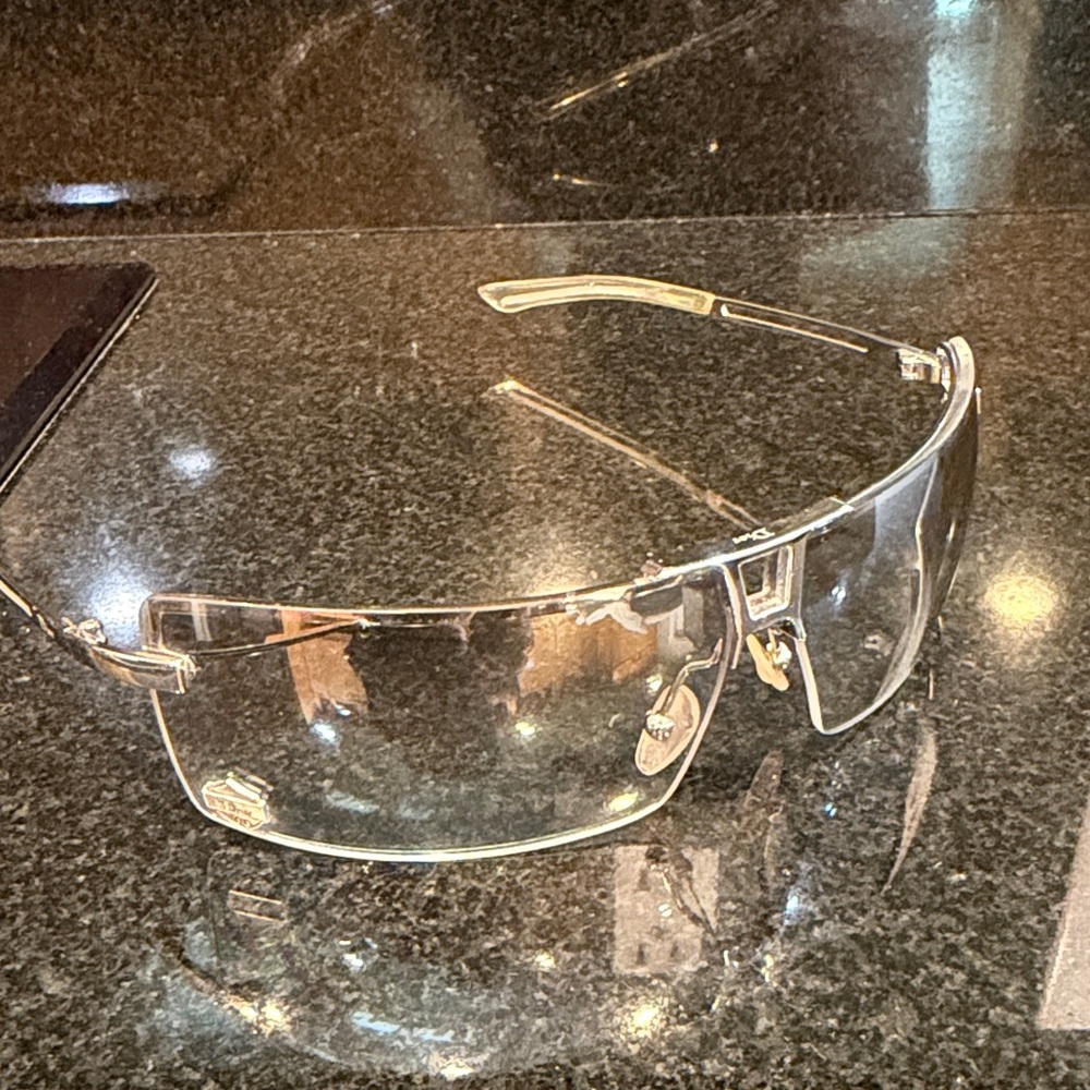 Clear Rimless Shield Sunglasses - Transparent Lenses